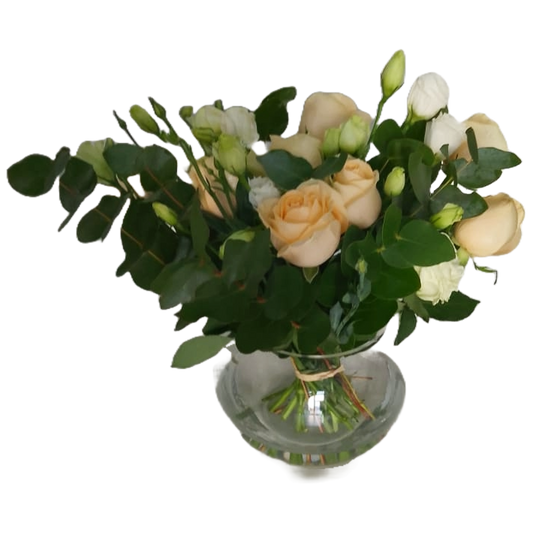Champagne Rose & Lisianthus Vase Arrangement Pickup-Only